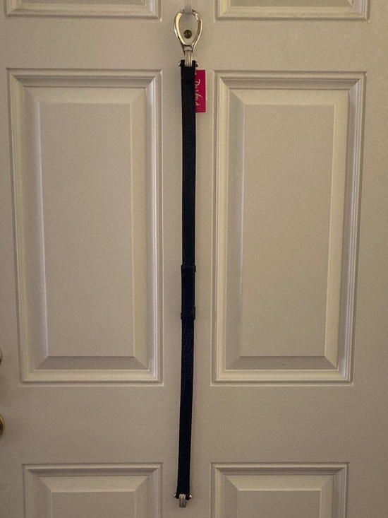DuJour Black Croco Embossed Skinny Belt/Silver Tone Oval Buckle/M/L/24-39\